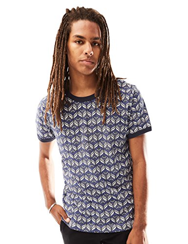 Rebel Canyon Young Men's Short Sleeve Printed Ringer T-Shirt Top Small Blue Shadow