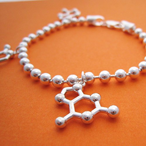 DNA Bases Molecular Charm Bracelet in sterling silver
