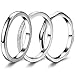 JOERICA White 3Pcs 2mm Stainless Steel Women's Stackable Eternity Ring Band Engagement Wedding Ring Set 7