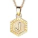 FOCALOOK J Initial Necklace Tiny Alphabet Charm 18K Gold Plated Letter Monogram Jewelry for Women Girls