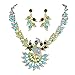 EVER FAITH Women's Austrian Crystal Peacock Feather Animal Necklace Earrings Set Green w/Blue Gold-Tone