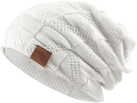 PAGE ONE Mens Winter Slouchy Beanie Warm Fleece Lined Skull Cap