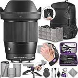 Sigma 16mm F1.4 DC DN Contemporary Lens for Sony E Mount Cameras with Altura Photo Essential Accessory and Travel Bundle
