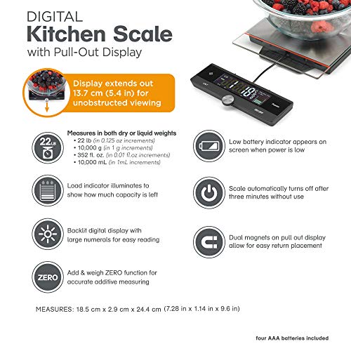 Polder Digital Stainless Steel Kitchen Scale, 22 Lb Capacity on Galleon