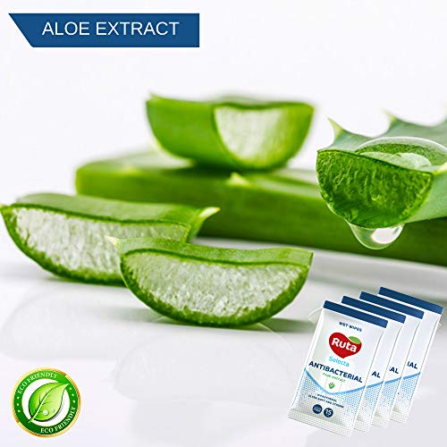 Wet Antibacterial Wipes - Sanitizer Disinfecting Wipe for Hands & Face - Moisturizing Aloe Extract - Clean Refreshing Scent - Travel Size Ultra Soft & Strong - 15 Count Travel (Pack of 8)