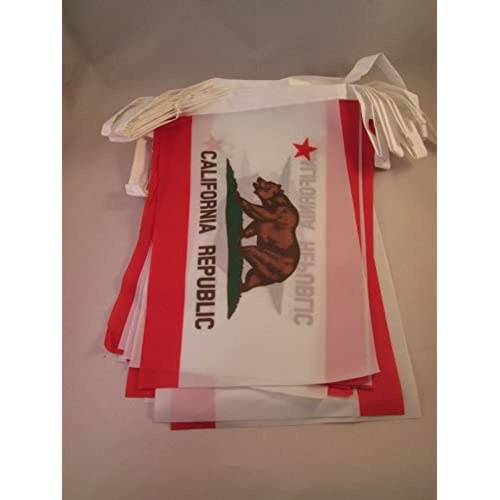AZ FLAG California Bunting Flag, 20 Ft Garland 20 Small Californian Flags 8'' x 6'', 100% Polyester String Pennant, 6 meters — image 1