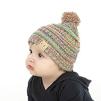 EK27-816BABYPOM-n11 Beanie Infant Baby Skull Cap Hat (POM) - 4-Tone Rainbow #11