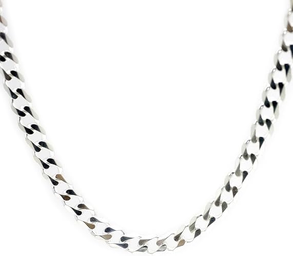 Amazon シルバーワン イタリア製 シルバー925 喜平 ネックレス チェーン メンズ Bi 白銀色 6面カット 幅8mm太目 厚み3mm 45cm ネックレス 通販