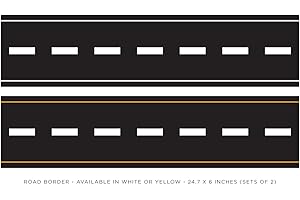 SUNNY DECALS Road Wall Border Fabric Wall Decal - White - Set of Two 24.7"" x 6"" Sections - Reusable, Repositionable