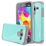 Galaxy J3 Case, Galaxy Amp Prime Case, Galaxy Express Prime Case, RANZ Grey with Aqua Blue Hard Impact Dual Layer Shockproof Bumper Case For Samsung Galaxy J3 / Galaxy Express Prime / Galaxy Amp Prime