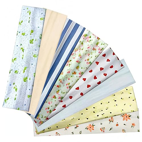 LEBKFT 8Pcs Headbands for Women's Hair, Fashion HairBands for Women Men Soft Elastic Sweat Absorbing Ladies Hair Band Set Multicoloured Sports Headband for Running Yoga Gym and Ski (Type A)