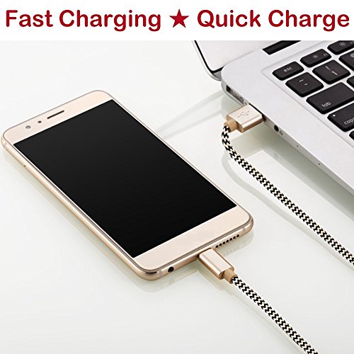 OTISA USB Type C Cable USB C Charger Cord 3Pack 6ft Gold, Charging Nylon Braided Cable For Samsung Galaxy Note 8 S9 S8 plus, MacBook,Google Pixel XL,Nintendo Switch,LG G6,Huawei P9