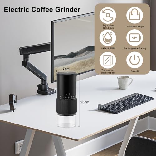Electric Coffee Grinder Automatic Coffee Bean Grinder Rechargeable Mini Spice Mill with 35 Adjustable Grind Settings & Cleaning Brush for Espresso French Press Home Office Travel Camping