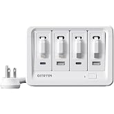 Gitryin 2 Lightning, 2 Type-C Retractable Wall Chargers with 2 USB A Ports and 1 Power Strip, 12-in-1 Modular Charging Statio