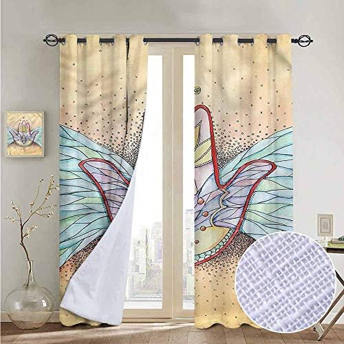 NUOMANAN Print Curtains for Bedroom Curtain Hamsa,Wings Eye Mystical Icon,Grommet Window Treatment Set for Living Room 84"x100"