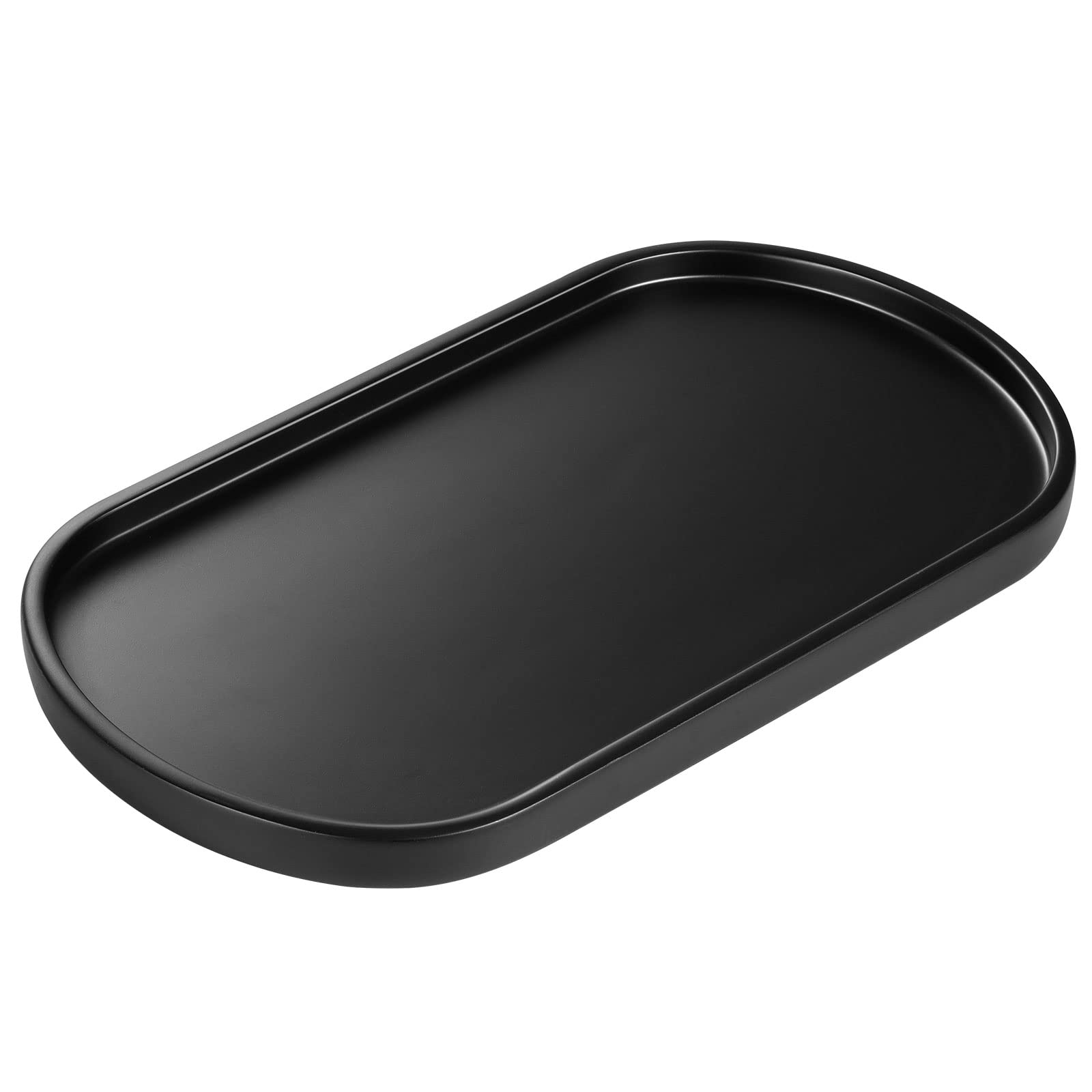 Luxspire Resin Vanity Tray, Toilet Tank Oval Storage Tray, Soap Tray Bathtub Holder Bathroom Countertop Organization for Towel Plant Bathtub Accessories Ring Holder Jewelry Organiser, M, Matte Black
