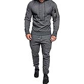 CamillaKMR Fashionista Men Mens Casual Tracksuit Set 2Pieces Sweatsuits Hooded Pullover And Jogging Pant