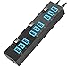 USB 3.0 Hub, Hhusali USB 3.0 SuperSpeed 10-Port Hub with Power Switches,LED Indicator and Power Adapter