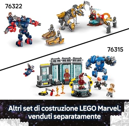 ǀ Marvel Iron Man & War Machine vs. Hammer Drones - Building Toy with 2 Minifigures & 2 Action Figures with Stud Shooters - Super Hero Gift for 7+ Year Old Boys - 76320