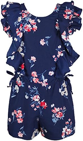 Hannah Banana Truly Me, Big Girls Tween Stunning Romper (Many Options), 7-16 (12, Navy Floral)