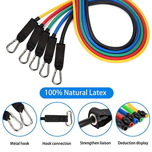 12 Pcs Resistance Band Set Men/Women, Resistance Band 5 Resistance Levels with Anchor Handles Ankle Straps 8-Shape Band for Training, Fitness, Home Gym, Yoga, Workout Bands, Up to 150 lbs