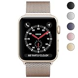 Apple Watch Band 42mm, KYISGOS Strong Magnetic Milanese Loop Stainless Steel Replacement iWatch Strap for Apple Watch Series 3 2 1 Nike+ Sport and Edition, Gold