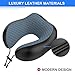 THEMONG YFO Updated 100% Pure Memory Foam Travel Pillow, Luxury Leather Neck Pillow with 3D Eye Mask, Earplugs, and Portable Bag, Comfortable 360 Degree Head Support Travel Pillows for Airplanes