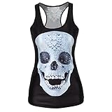 Comemall Lady Girls Printed Tank Top Shirt Gothic Punk Party Clubwear Tank T-Shirt