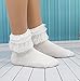 YJLSO Women Lace Ruffle Frilly Cotton Socks Princess Socks Ankle Socks,2 pairs,3 pairs,1 pairs (B-White-2 Pairs)
