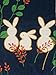 LifEast Japanese Noren Cute Running Rabbits Under Full Moon Kawaii Door Curtain （Blue）
