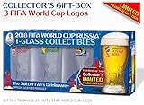 Collectible of 4 FIFA World Cup Trophy-glass/Set of 4 with 3 FWC logos: Russia 2018 (2), Brazil 2014 and South Africa 2010