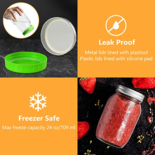 32 oz Wide Mouth Mason Jars with Metal Lids & Plastic Lids, Quart Size