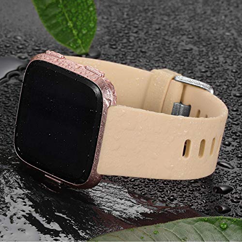 Wepro Bands Replacement Compatible with Fitbit Versa SmartWatch, Versa Lite SE Sports Watch Band Strap Wristband for Women Men Kids, Large, Walnut - Thumbnail 3