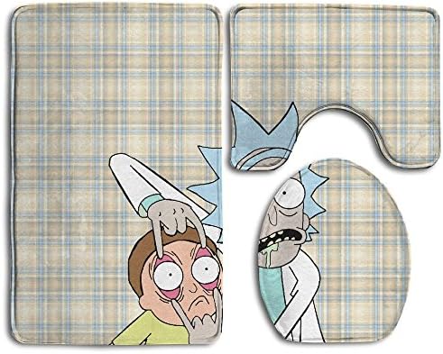 Avis N Rick And Morty Bathroom Rug 3 Piece Bath Mat Set Contour Rug And Lid Toilet Cover