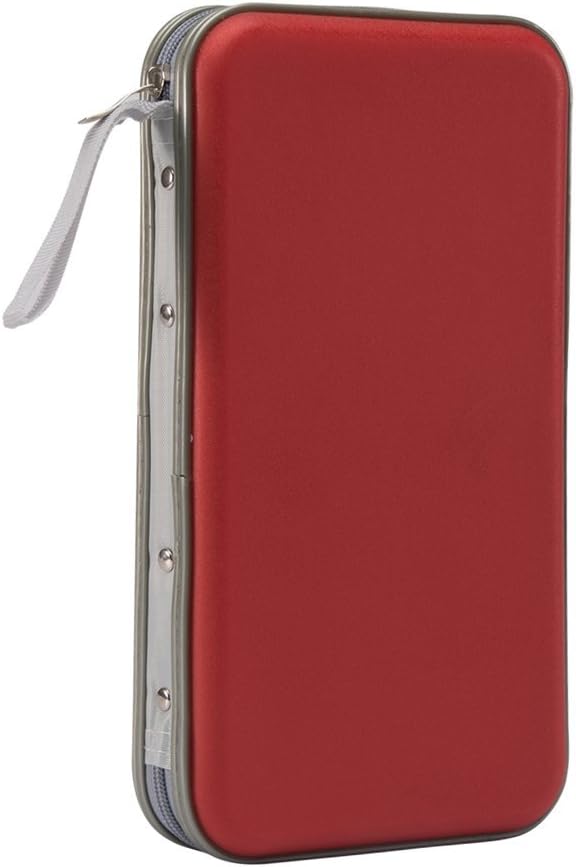 Nizzco 72 Disc CD/DVD Portable Wallet,CD Case Bag Album Box,Storage Organizer Holder,Hard Plastic Protective DVD Storage,Red