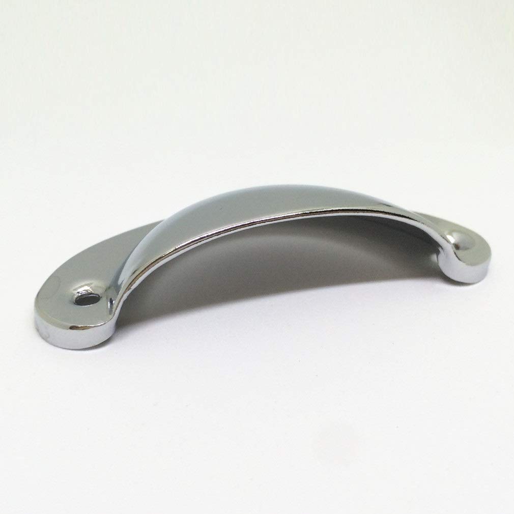 Silver 12pcs Vintage Shell Cup Pull Handles Chrome Iron Half Moon