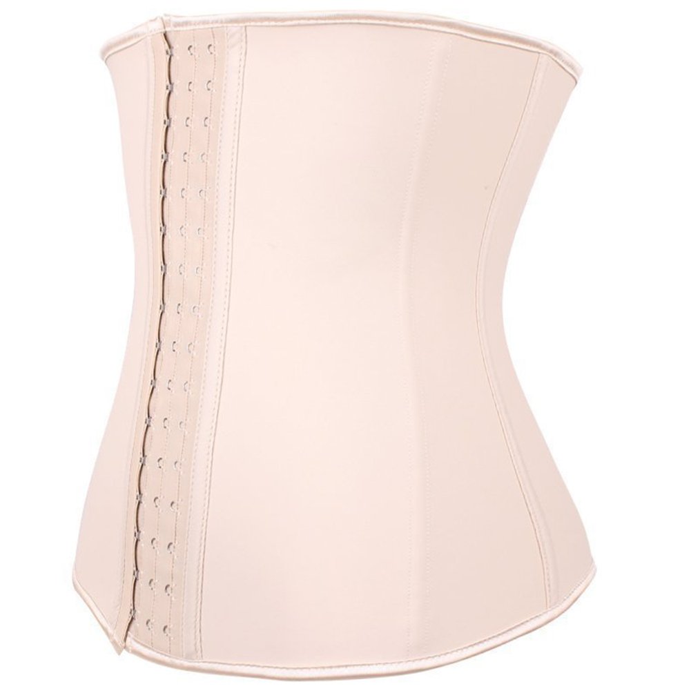 Women 3 Hooks Waist Trainer Corset For Weight Loss Tummy Control Shapewear Beige XXL