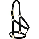 Weaver Equine Nylon Horse Halter, Comfort Double-Ply Webbing, Basic Non Adjustable Halters for Horses, Equine Tack,Average Size, Black