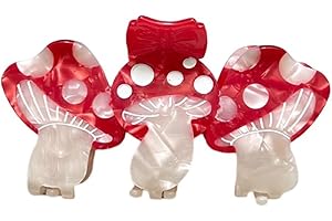 OMG DECOR Funny Mushroom Hair Clips,Cellulose Acetate Hair Clips,Big Claw Clips for Girl,Hair Accessories,Red