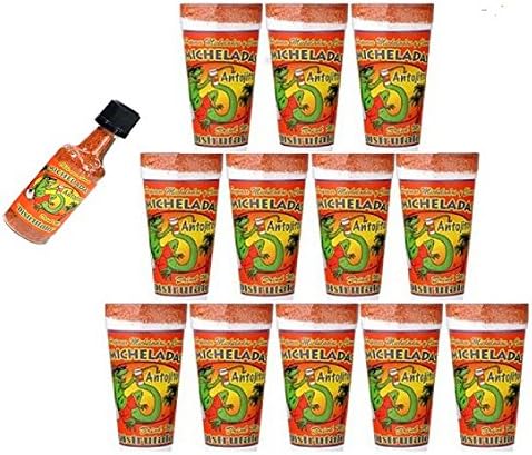 12-Pack Michelada Antojitos Mix in a 24oz Cup Ready To Use, Plus Michelada Shaker For Beer, Bloody Mary And Fruits and Vegetables - Original Flavor