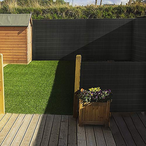 UISEBRT Sichtschutzmatte PVC Sichtschutzzaun Windschutz Sonnenschutz für Balkon, Garten und Terrasse, 120x1000cm, Grau – Bild 8
