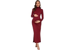 KUNINDOME Turtleneck Long Sleeve Maternity Bodycon Dresses for Photography Maternity Baby Shower and Casual
