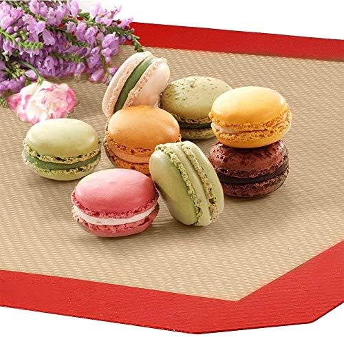 d.Stil 2 Tapis de Cuisson en Silicone 40cm x 30cm 2 Pièces sans BPA Anti-Adhérent Toile Feuille de Cuisson Patisserie 2 Tapis+Brosse+Spatule (Rouge, 2 Tapis(40 * 30cm)+Brosse+Spatule)