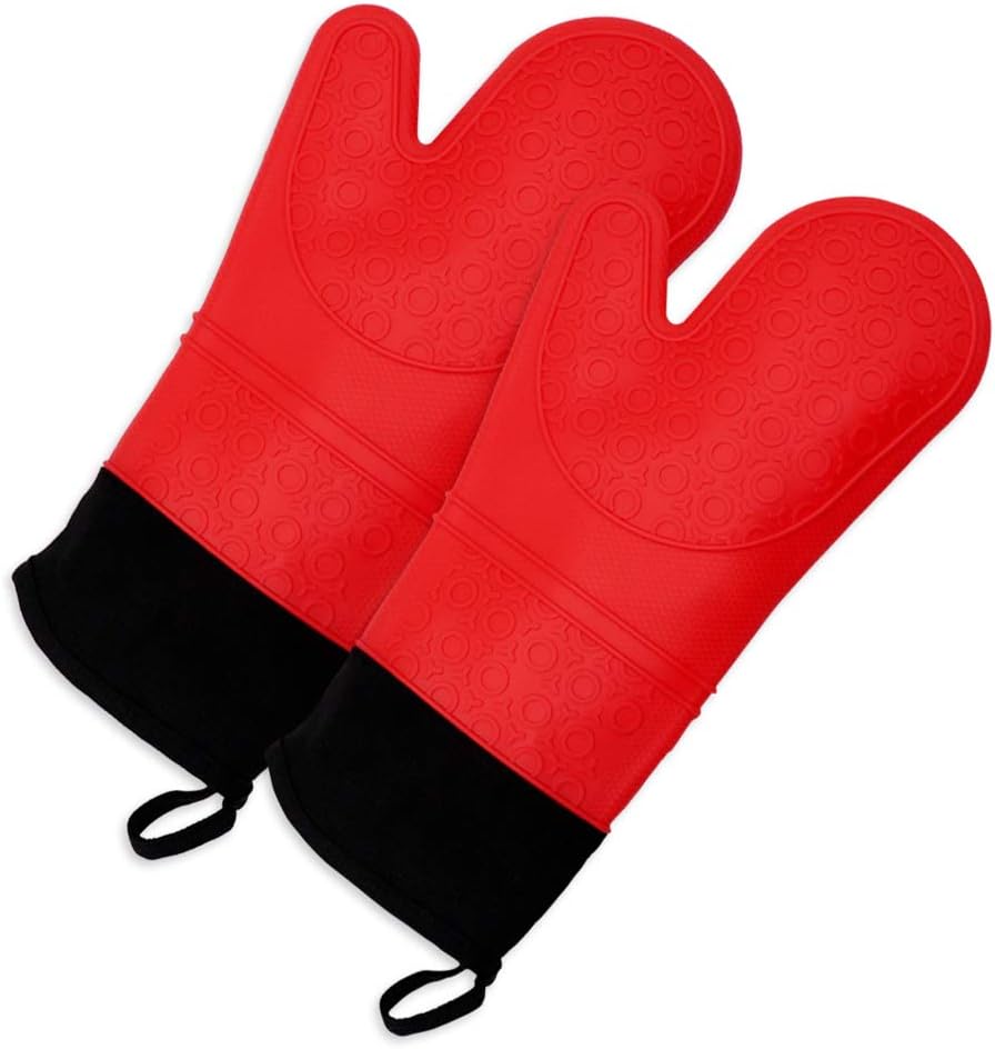 HY Silicone Non Slip Oven Mitts,1 Pair of Extra Long Professional Pot Holders,Heat Resistant Kitchen Cooking Mitts，Baking and Outdoor BBQ: Home & Kitchen