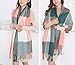 ENJOY-LIFE LONHEO Womens Fashion Long Shawl Winter Warm Lattice Scarf with a Barrette (Pink+Green)
