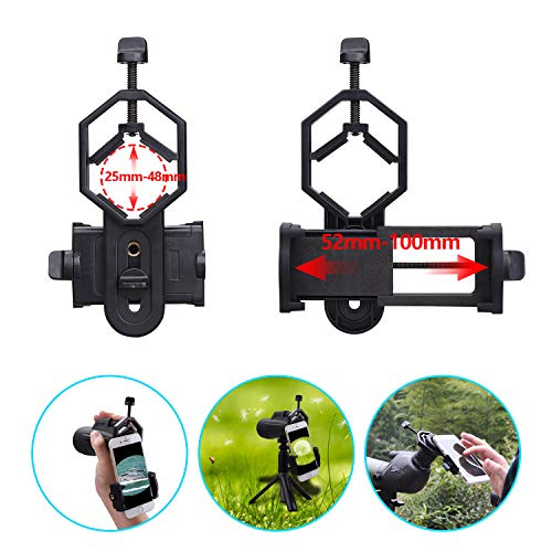 Cell Phone Adapter Mount - Tiaoyeer Universal Cellphone Telescope Adapter Mount Compatible Binocular Monocular Spotting Scope Telescope Microscope, Fits Almost All Smartphone on The Market