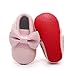 HONGTEYA Red Bottoms Shoes- PU Leather Newborn Baby Shoes Girl Boy Moccasins Fringe Bow Soft soled Crib Shoe