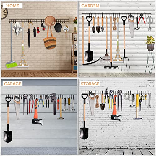 zacurter Garden Tool Rack Garage Tool Organizer Wall Mount Garden Tool Holder Yard Tool Hangers Heavy-Duty Hook Wall Storage Rack Holds Garden Tools, Shovels, Rakes, Hoses, Ropes (64 inches/160cm)