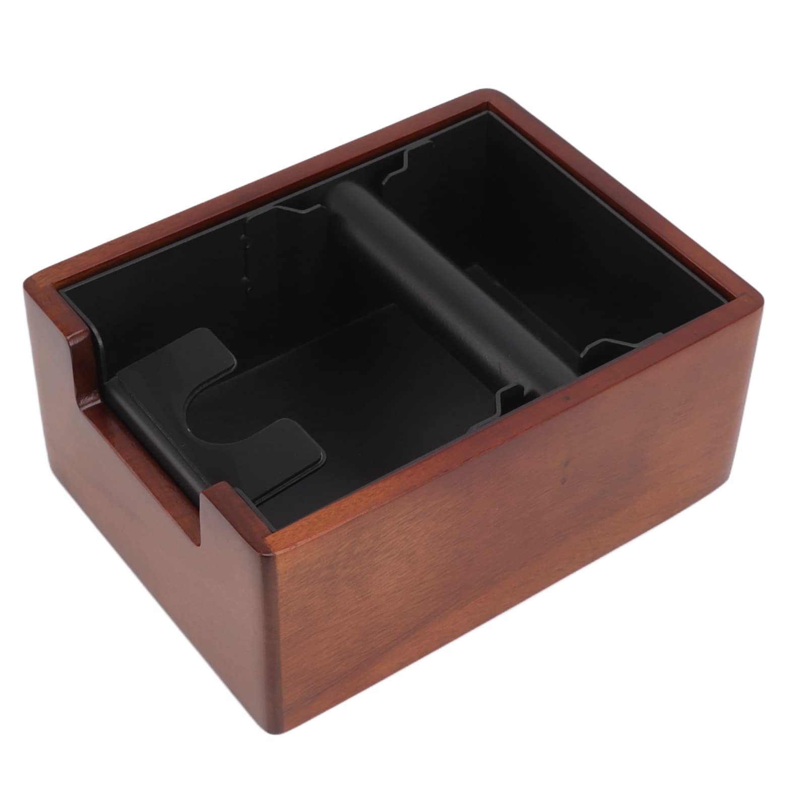 Coffee Knock Box, Embedded Coffee Grind Knock Box with Removable Silicone Knock Bar and Nonslip Wooden Base, Coffee Grounds Dump Bin Grind Waste Bin for Coffee Maker Machine