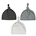 BBPIG Unisex Baby Adjustable Knot Hat Cotton Soft Cute Knit Hat Cap (3 pac（Light Grey+Grey+Dark Grey)